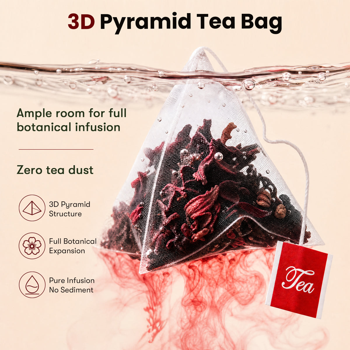 Hibiscus Flower Tea Bags – 100% Real Hibiscus, Pyramid Tea Bags