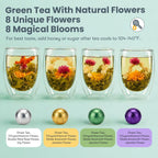 Blooming Tea Gift Set – 8 Flowering Tea Balls with Double-Walled Glass Cup