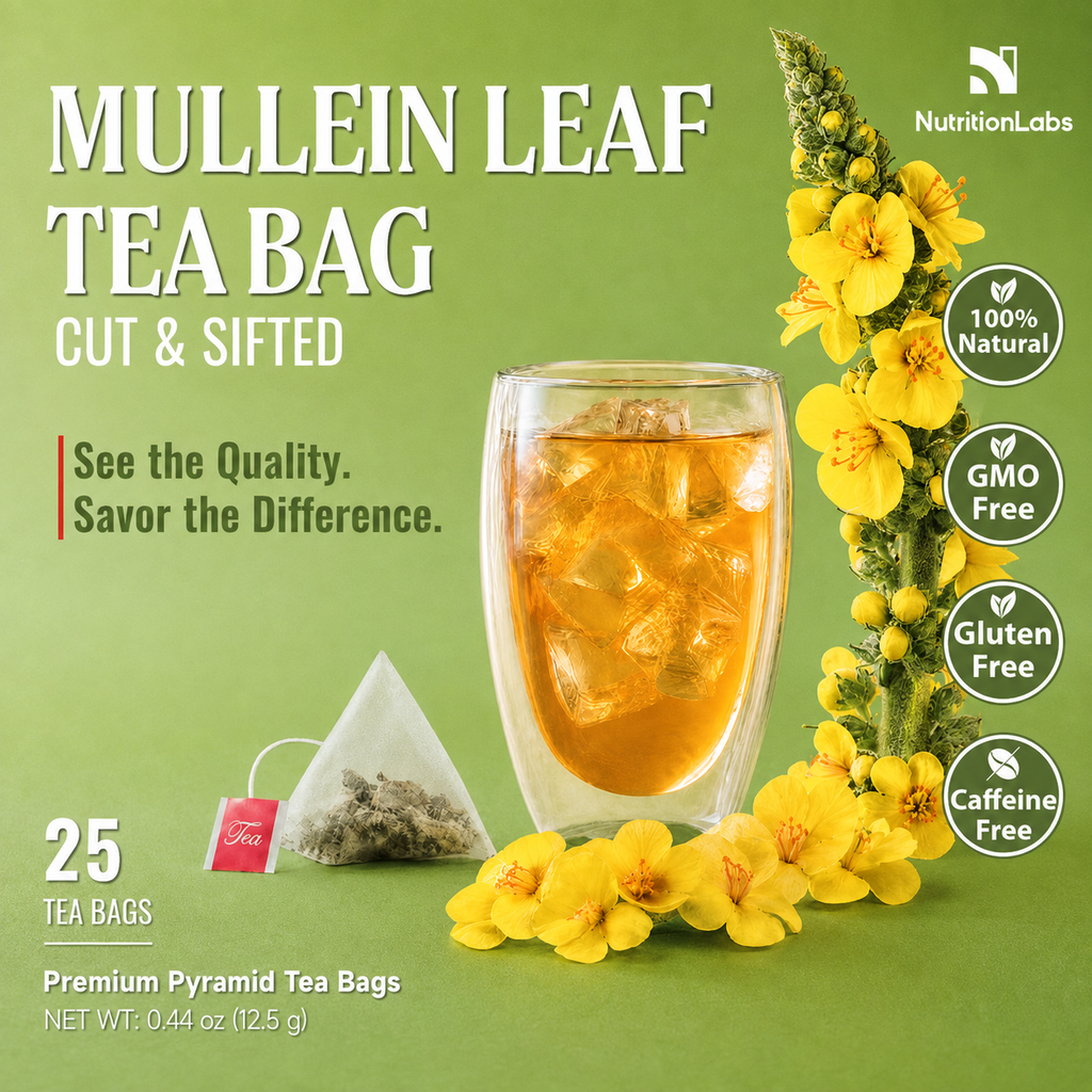 Mullein Leaf Tea Bags – Cut & Sifted, Premium Pyramid Tea Bags