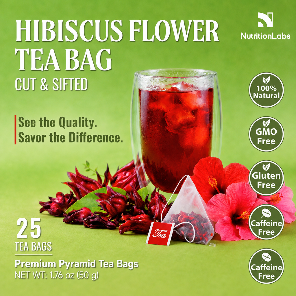Hibiscus Flower Tea Bags – Cut & Sifted, Premium Pyramid Tea Bags